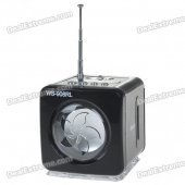 Stylish Portable MP3 Music Speaker with FM Radio/SD Slot/USB Host/Multi-Color LED - Black