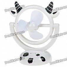 USB/3*AA Powered Cute Cow Style 3-Blade Cooling Desk Fan - White USB/3*AA Powered Cute Cow Style 3-Blade Cooling Desk Fan - White