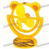 USB/3*AA Powered Cute Tiger Style 3-Blade Cooling Desk Fan - Yellow
