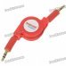 3.5mm Stereo Audio Male to Male Retractable Connection Cable - Red