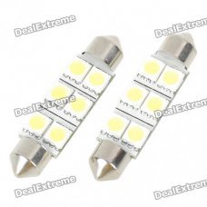 44mm 1.2W 6500K 110LM 6-SMD LED Reading Lamp/Boot Lamp White Light Bulb (DC 12~18V/Pair)