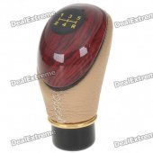 Vintage Universal Mahogany Style PU Leather Car Shift Gear Knob (Black + Beige)