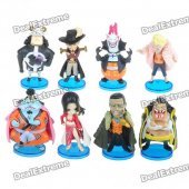 Cute ONE PIECE Vinyl Plastic Figures with Display Bases Set (8-Piece Set)