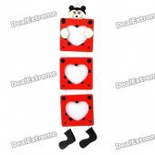 Cute Bear 3-Picture Wooden Hanging Photo Frame - Red (8*7cm)
