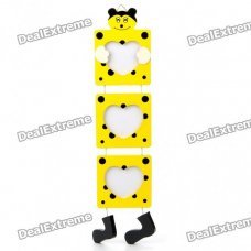 Cute Bear 3-Picture Wooden Hanging Photo Frame - Yellow (8*7cm)