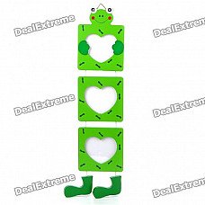 Cute Frog 3-Picture Wooden Hanging Photo Frame - Green (8*7cm)