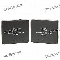Wireless Audio Adapter Box Transmitter & Receiver - Black Wireless Audio Adapter Box Transmitter & Receiver - Black