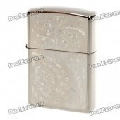Genuine Zippo Flowers Pattern Fuel Copper Fluid Lighter - Silver