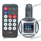 1.0" LCD Car MP3 Music Speaker FM Transmitter with USB/SD/TF Slot/Remote Controller - Silver + Black