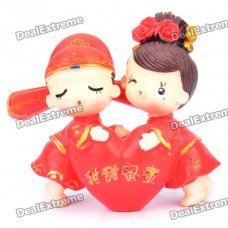 Cute Resin Bride and Bridegroom Toy Doll