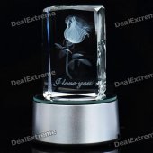 Creative 7-LED Colorful Lights 3D Rotating Crystal Rose