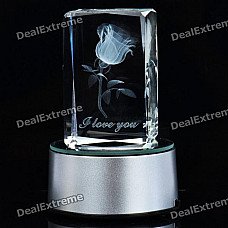 Creative 7-LED Colorful Lights 3D Rotating Crystal Rose Creative 7-LED Colorful Lights 3D Rotating Crystal Rose