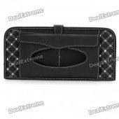 Double-Deck Auto Car Sunshade Board with CD Storage Slots/Tissue Bag - Black + White (Holds-12CD)