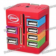 6-Port USB 2.0 Hub + M2/MS/TF/MMC/SDHC Card Reader