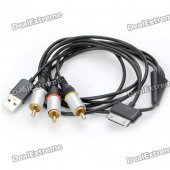 Premium USB TV/AV Composite Cable for Samsung P1000 - Black (144CM-Cable)