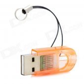 Smallest MicroSD TransFlash USB Card Reader with Cover (Yellow)