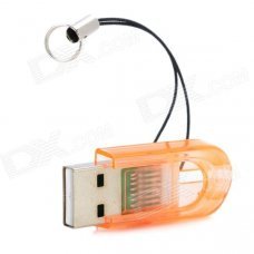 Smallest MicroSD TransFlash USB Card Reader with Cover (Yellow)