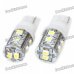 T10 0.8W 55LM 10x3020 SMD LED Car White Light Bulbs (Pair)
