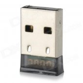 Ultra-Mini Bluetooth V2.0+EDR USB Dongle - Transparent Black + Silver