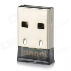 Ultra-Mini Bluetooth V2.0+EDR USB Dongle - Transparent Black + Silver
