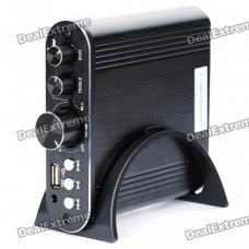 50W Audio Digital Power Amplifier MP3 Player with USB Host/AUX - Black 50W Audio Digital Power Amplifier MP3 Player with USB Host/AUX - Black