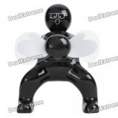 Unique Qigong Boy Style USB Powered 2-Blade Cooling Fan - Black