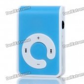 USB Rechargeable Screen-Free MP3 Player with TF Slot/3.5mm Audio Jack/Clip - Blue