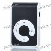 USB Rechargeable Screen-Free MP3 Player with TF Slot/3.5mm Audio Jack/Clip - Black