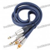 2x6.35mm Male to 2xRCA Male 6.0mm OD Audio Adapter Cable (1M-Length)
