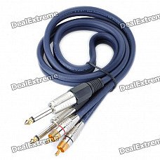 2x6.35mm Male to 2xRCA Male 6.0mm OD Audio Adapter Cable (1M-Length)