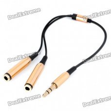3.5mm Male to Dual Female Mono Audio Split Y-Cable (24.5CM-Length)