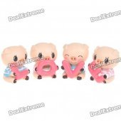 Cute Love Style Pig Figure Toy Set Desk Doll (4-Piece Pack)