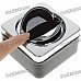 Stainless Steel Ashtray with Leather Cover - Black + Silver