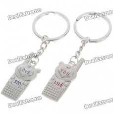 Zinc Alloy Lovers Keychains (Love 520 & You 1314 / 2-Piece Set)