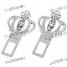 Stylish Crown Universal Stainless Steel Seat Belt Buckle Latches (Pair)