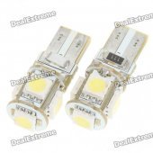 BMW T10 1W 5x5050 SMD LED 6500K 60-Lumen White Light Bulbs for Car (Pair/DC 12V)