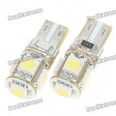 BMW T10 1W 5x5050 SMD LED 6500K 60-Lumen White Light Bulbs for Car (Pair/DC 12V)