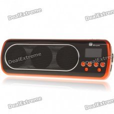 1" LED Mini Portable MP3 Music Speaker with FM/USB/SD/AUX - Orange + Black 1" LED Mini Portable MP3 Music Speaker with FM/USB/SD/AUX - Orange + Black
