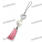 Stylish Pearl Leather Tassels Cell Phone Strap - Pink