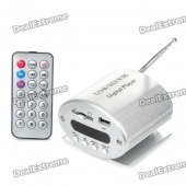 Mini 1.6" LED Display MP3 Music Player with FM/Remote Control/SD/USB/3.5mm Audio Jack - Silver (12V)