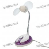 Unique USB Powered Flexible Neck 2-Blade Desktop Cooling Fan - White + Purple