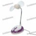 Unique USB Powered Flexible Neck 2-Blade Desktop Cooling Fan - White + Purple