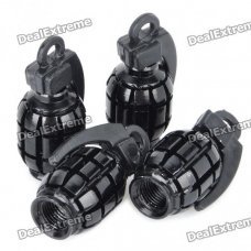 Universal Cool Grenade Shaped Car Tire Valve Caps - Black (4-Piece Pack) Universal Cool Grenade Shaped Car Tire Valve Caps - Black (4-Piece Pack)