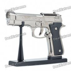 U.S.9mm M9 Pistol Shaped Butane Jet Torch Lighter - Dark Grey + Black
