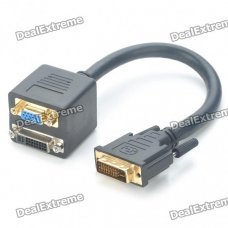 DVI 24+5 Male to DVI 24+5 Female + VGA Female Split Y-Cable (20CM-Length)