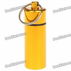 Mini Aluminum Alloy Pill Box Bottle Container Keychain - Random Color