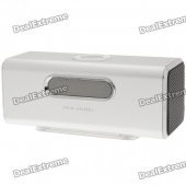 1.6" LCD 2x3W Mini USB Rechargeable MP3 Player Speaker with FM/USB/TF - Silver