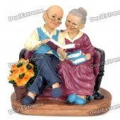 Peaceful Resin Reading Grandma and Grandpa Toy Desktop Doll