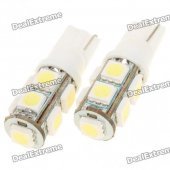 T10 0.84W 9-SMD 5050 LED 170LM 8000K White Light Bulbs for Car (Pair)
