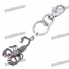 Gothic Rhinestone Scorpion Keychain - Silver Grey